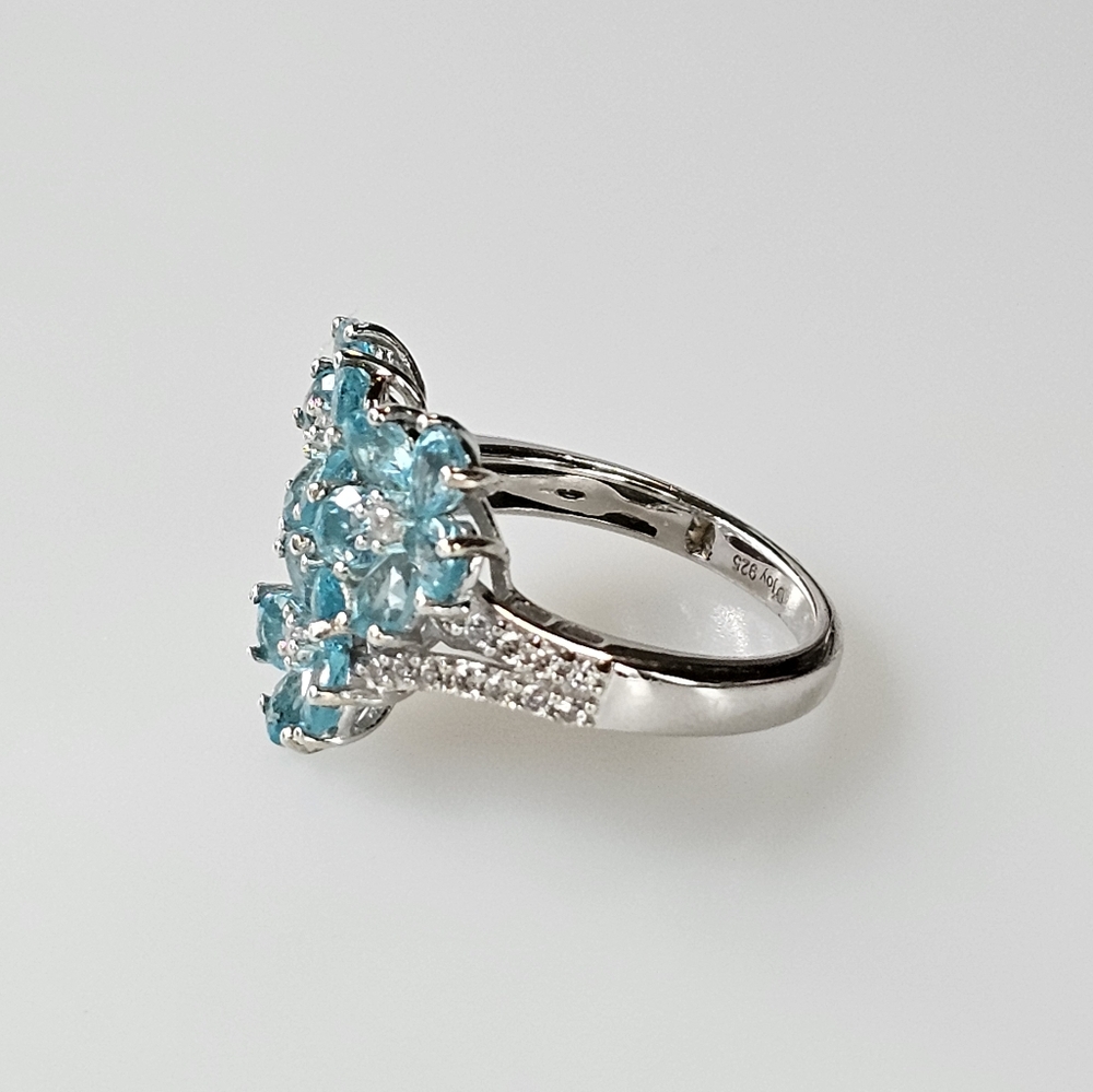 Natural Betroka Apatite Flower Ring Sterling Silver Sz 6! NEW - Picture 7 of 13
